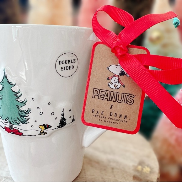 NEW Rae Dunn Snoopy & Woodstock Peanuts Christmas Cheer Tree Mug - Picture 3 of 11